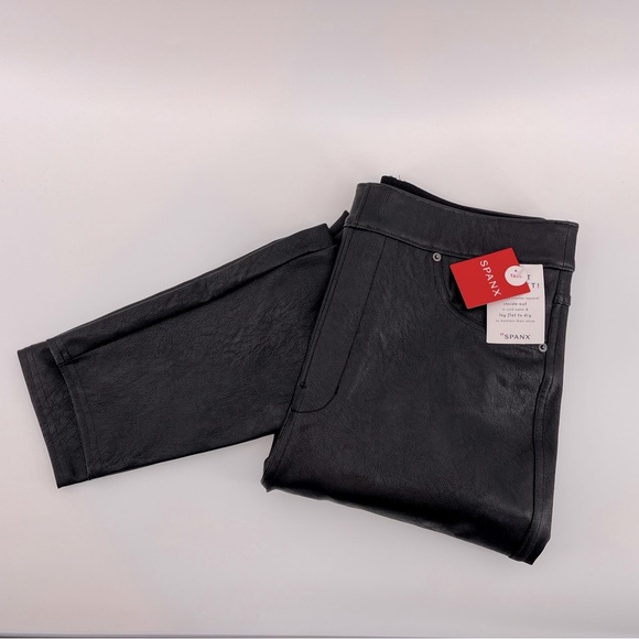 NEW SPANX Leather-Like Ankle Skinny Pant Luxe Black Size Medium Tall - Picture 6 of 13